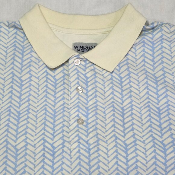 Windham Pointe Polo Shirt Men’s L Blue White Patterned Short Sleeve Cotton Blend - Picture 2 of 6
